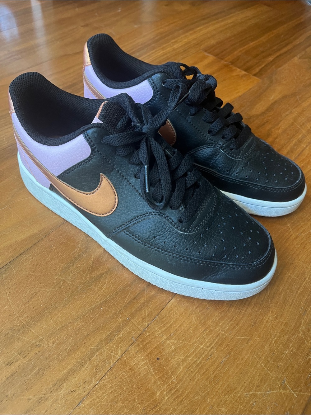 Nike Black & Pink Court Sneakers (size 7)